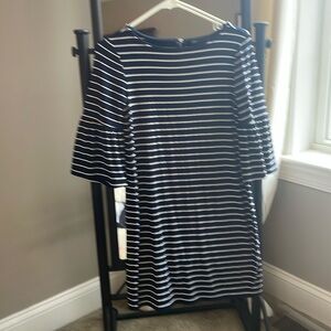 WHITE HOUSE BLACK MARKET LIKE NEW SIZE XS DRESS NAVY AND WHITE STRIPED